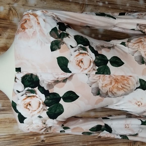 Calvin Klein Light Pink Floral Print Women's Sz. 4 3/4 Sleeve Zip-Up Dress - Picture 6 of 9